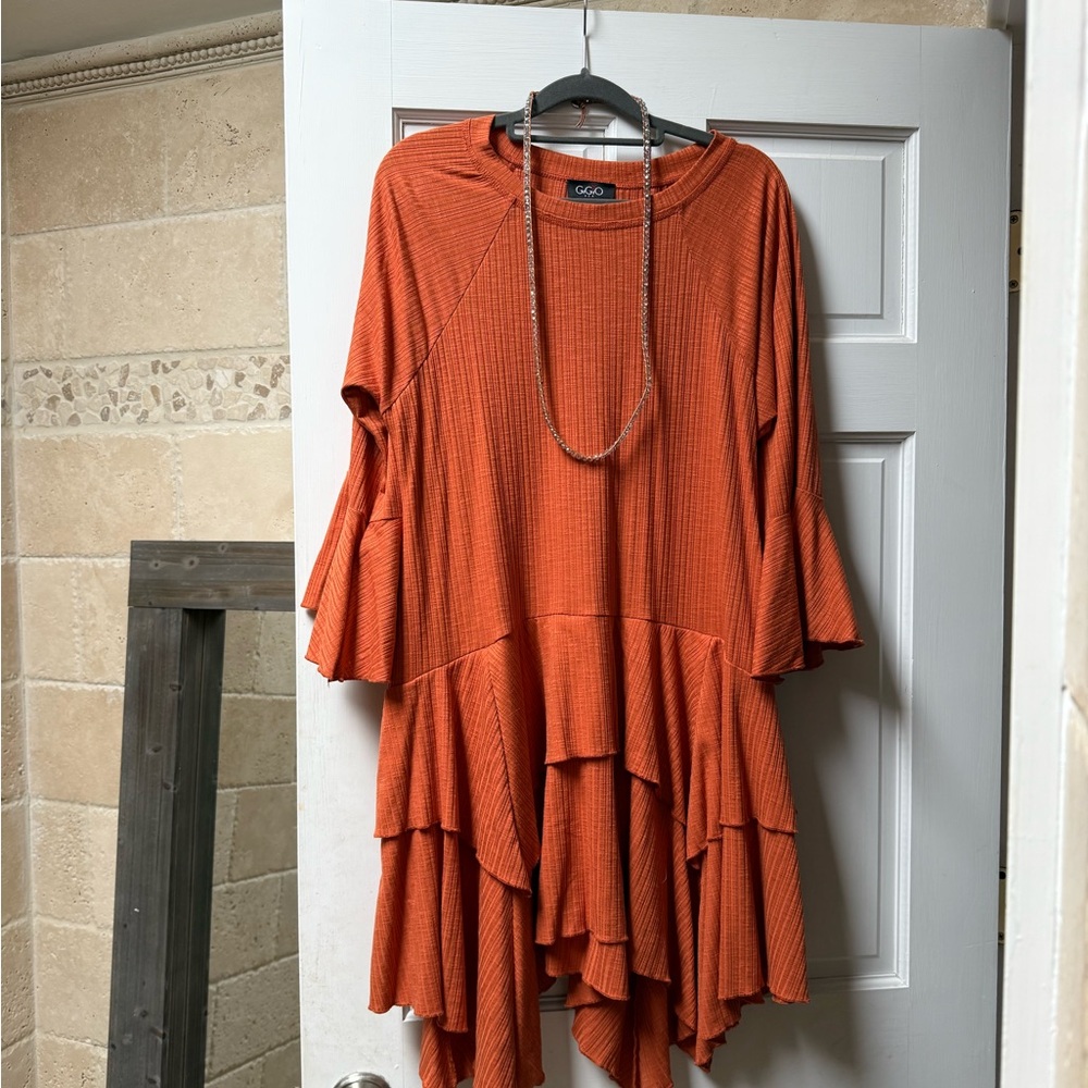 Orange Layered Tunic Dress